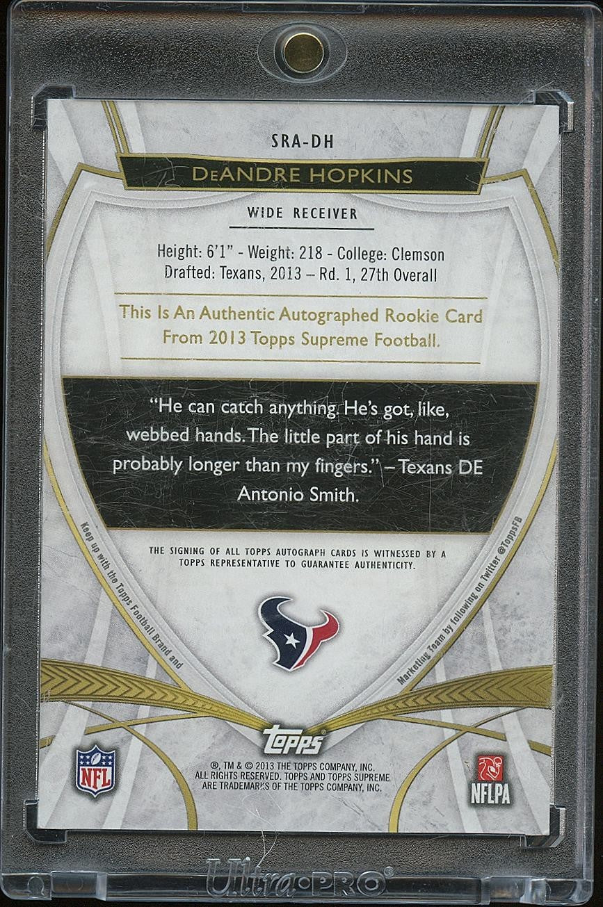 Deandre Hopkins 2013 Topps Supreme Auto Autograph Rookie Houston Texans 27/40