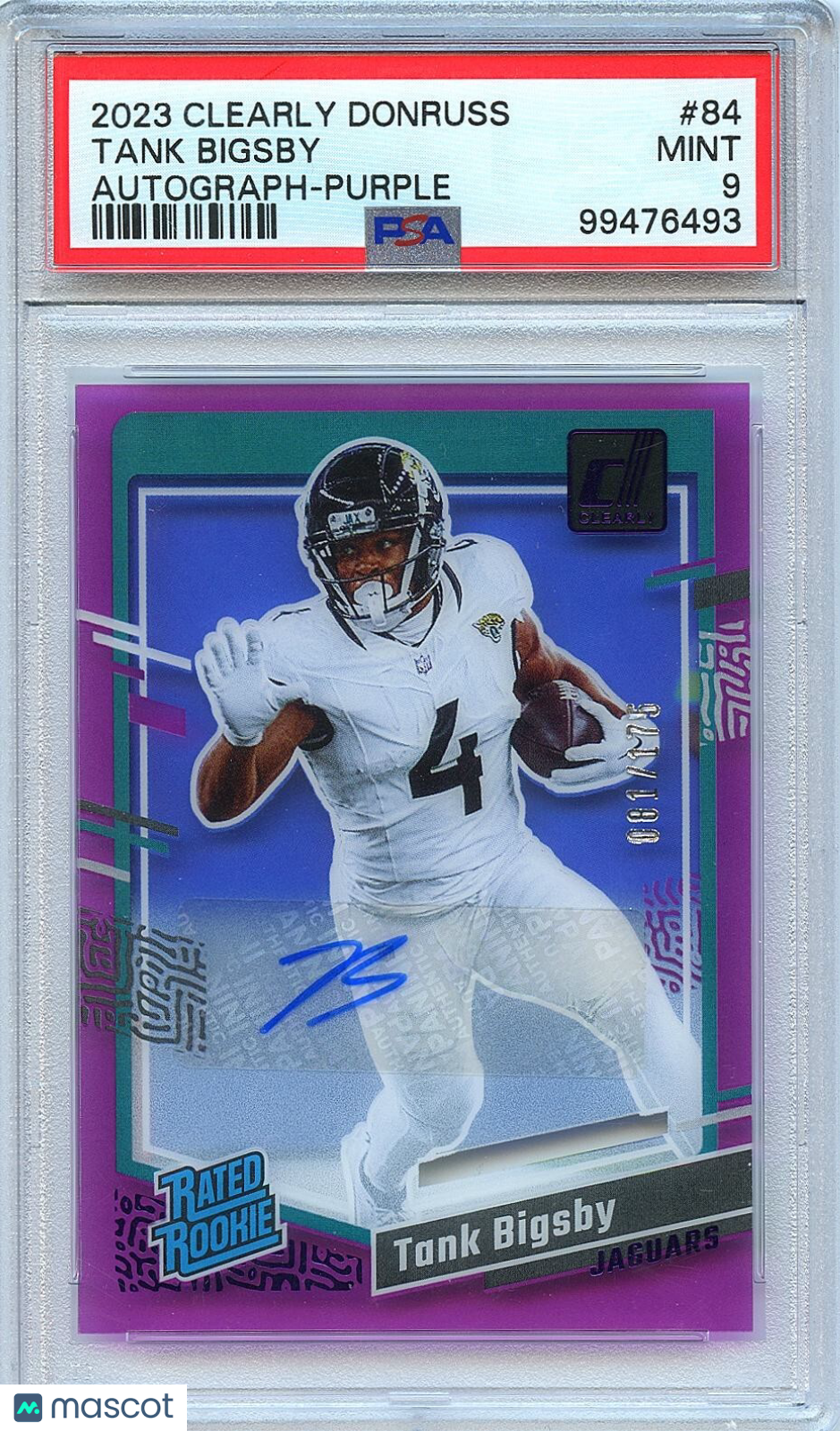 Tank Bigsby 2023 Clearly Donruss Auto Autograph Rated Rookie Jaguars /175 PSA 9