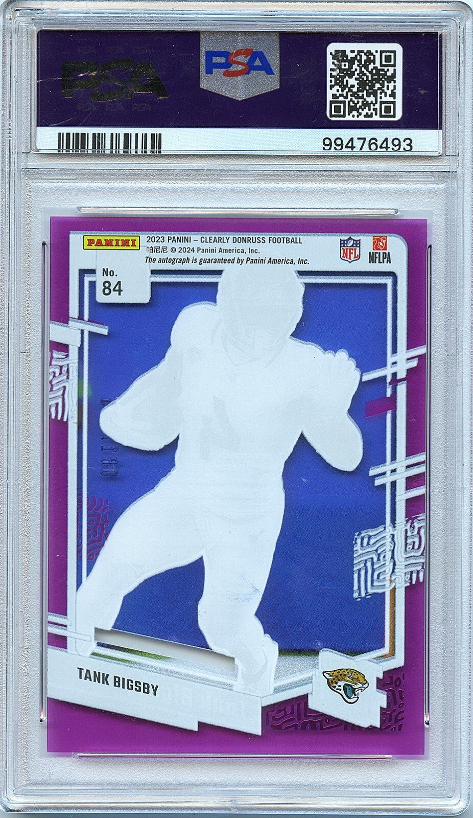 Tank Bigsby 2023 Clearly Donruss Auto Autograph Rated Rookie Jaguars /175 PSA 9