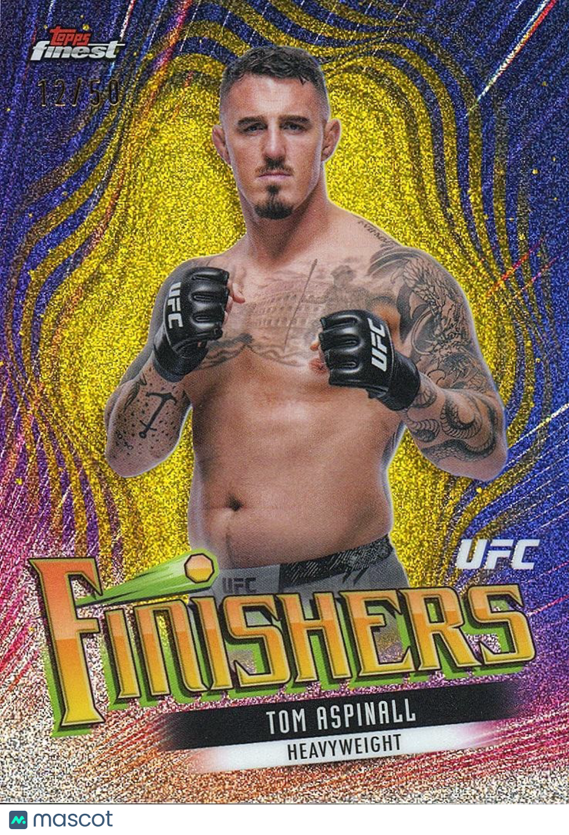 Tom Aspinall 2024 Topps Finest GOLD Glitter Refractor Finishers UFC MMA 12/50