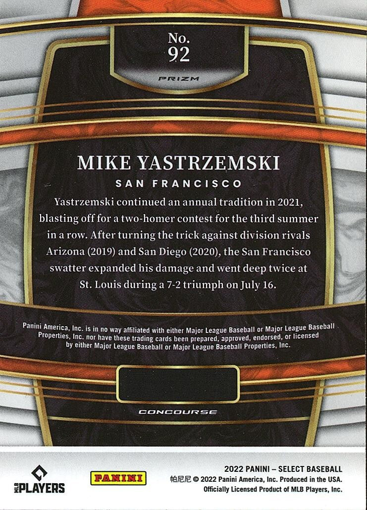 Mike Yastrzemski 2022 Select Zebra Prizm SSP Shortprint San Francisco Giants