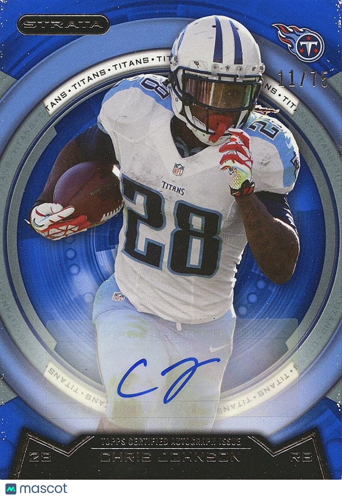 Chris Johnson 2013 Topps Strata BLUE Auto Autograph Tennessee Titans 11/75