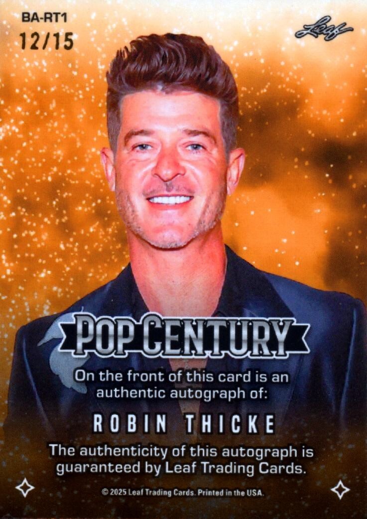 Robin Thicke - 2025 Leaf Pop Century - Silver Shimmer  12/15 - Autograph Auto