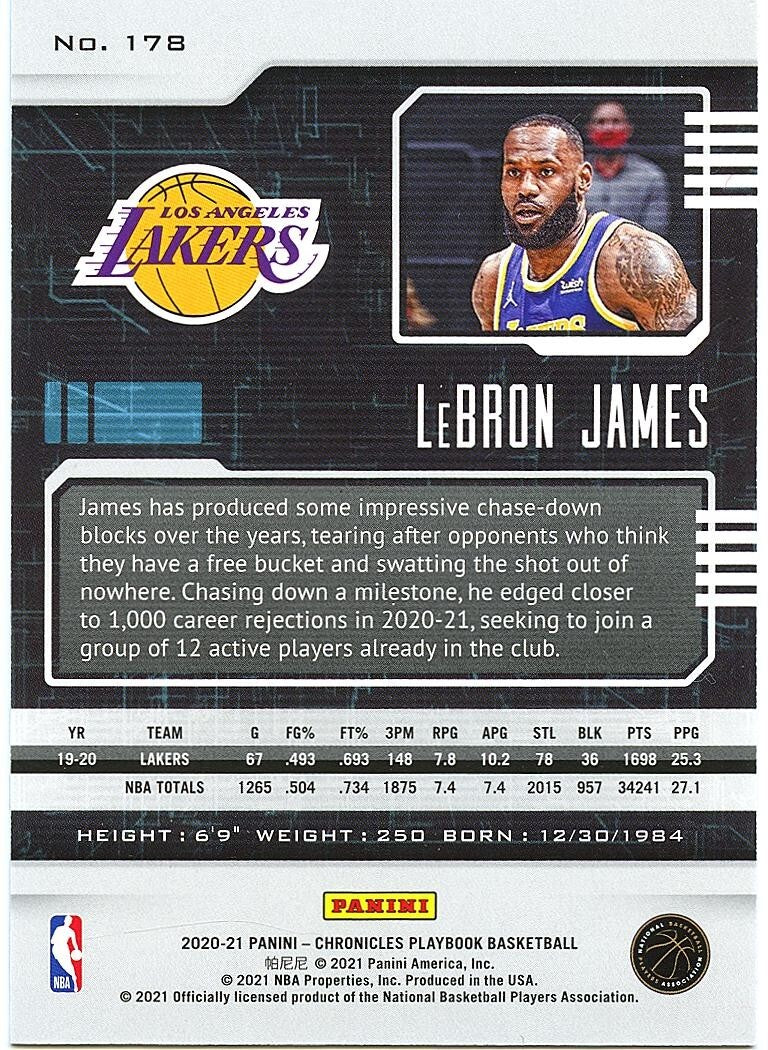 Lebron James 2020-21 Playbook RED Foil Los Angeles Lakers 58/149 #178