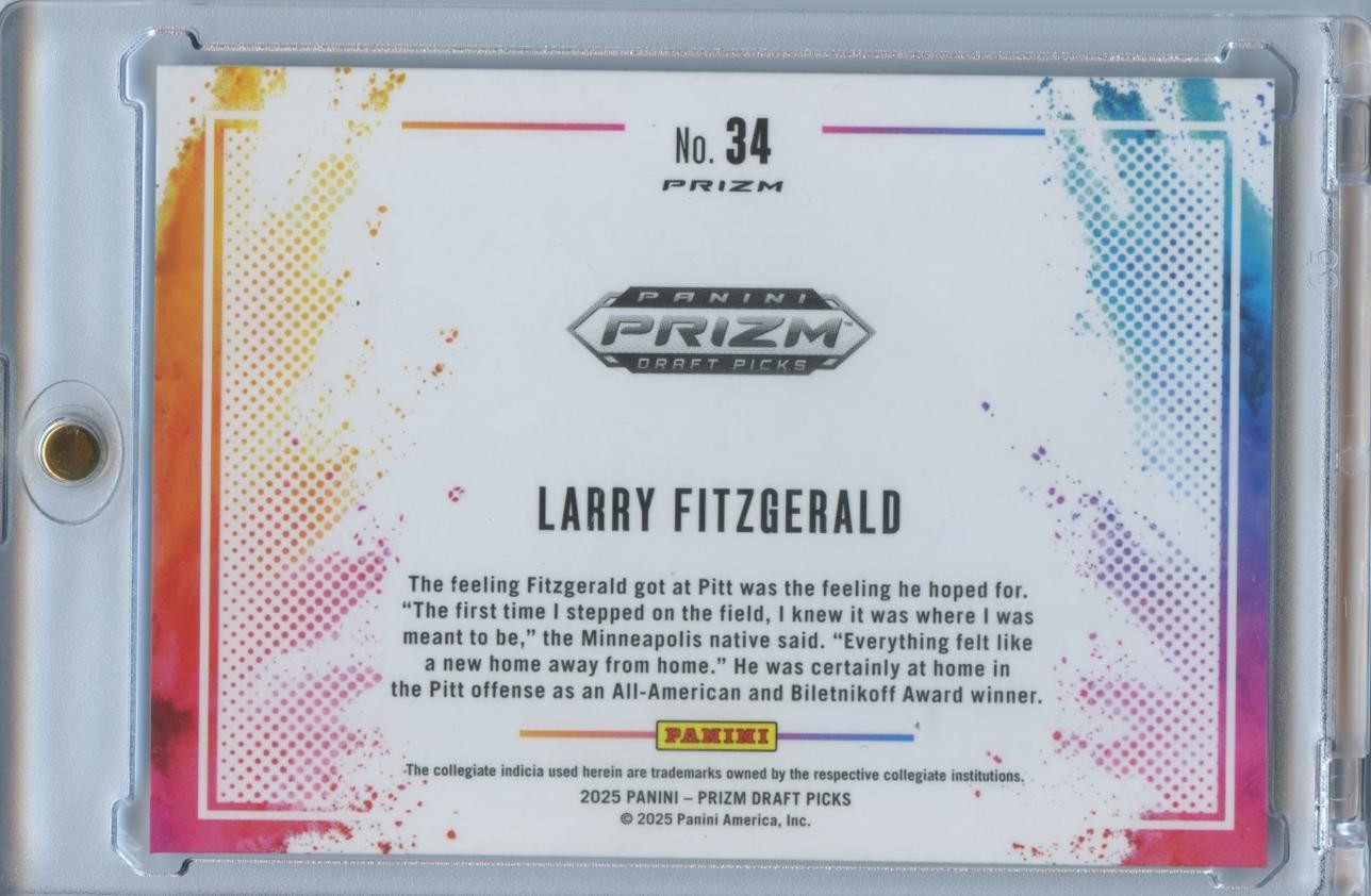 Larry Fitzgerald 2025 Prizm Draft COLORBLAST SSP CASE HIT Pitt Arizona Cardinals