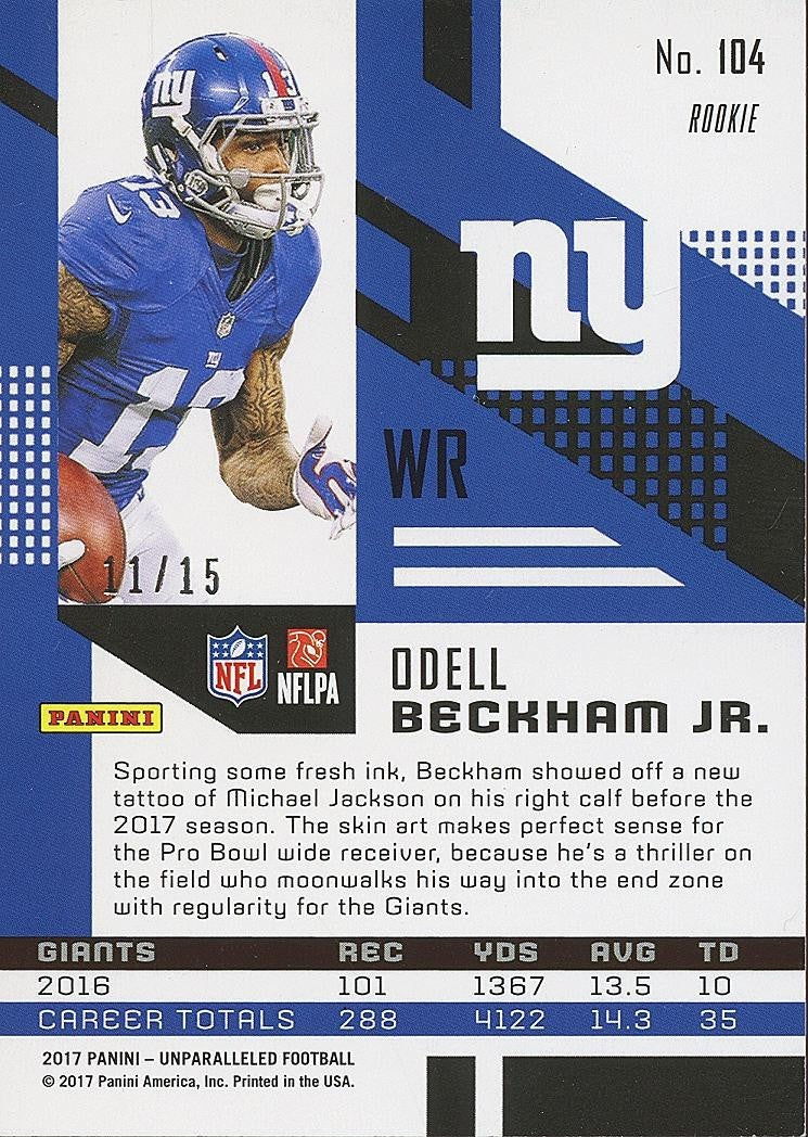 Odell Beckham Jr. 2017 Unparalleled RED Rookie SSP New York Giants 11/15