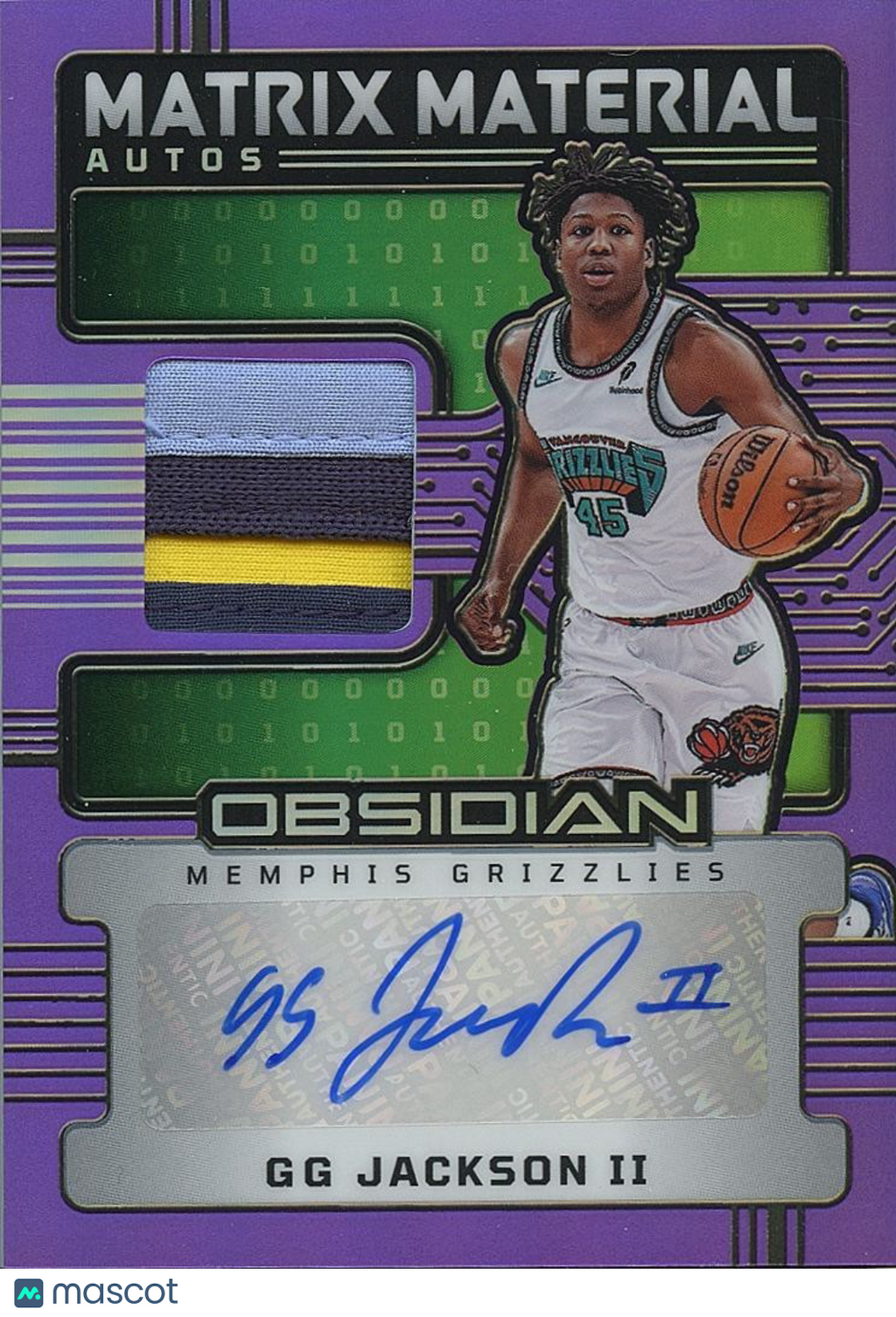 GG Jackson II 2024-25 Obsidian Auto Autograph Patch Memphis Grizzlies 47/49