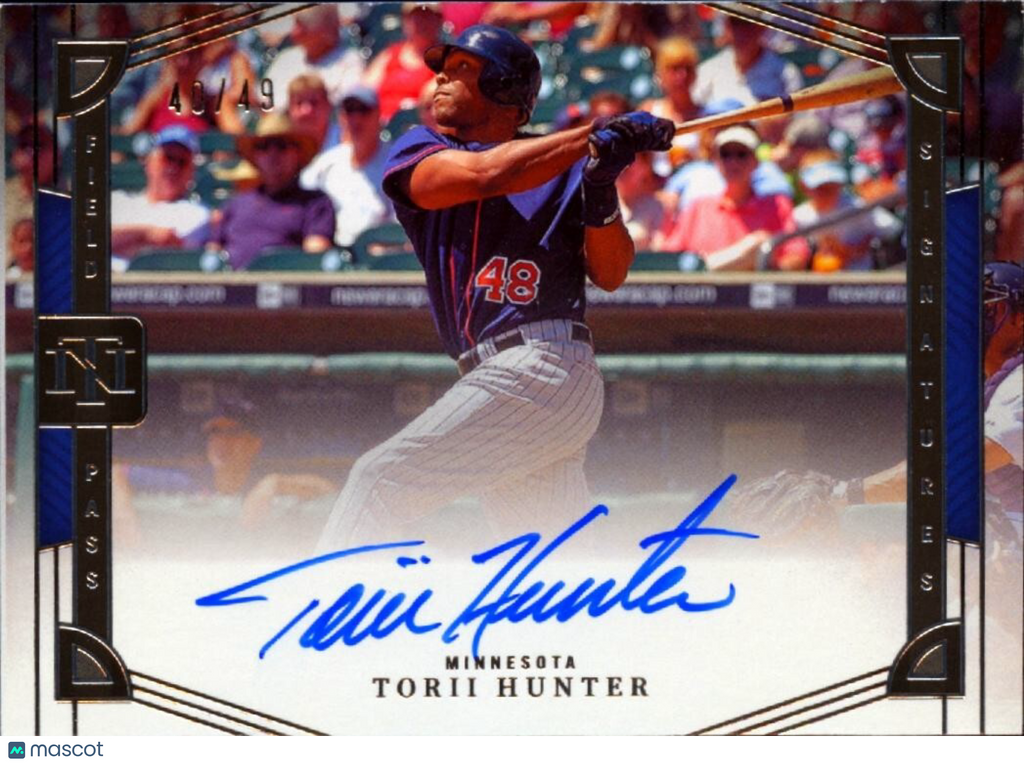 Torii Hunter 2023 National Treasures Field On Card Auto Autograph Twins 40/49