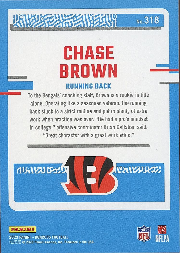 Chase Brown 2023 Donruss GOLD Rated Rookie RC Cincinnati Bengals 29/50