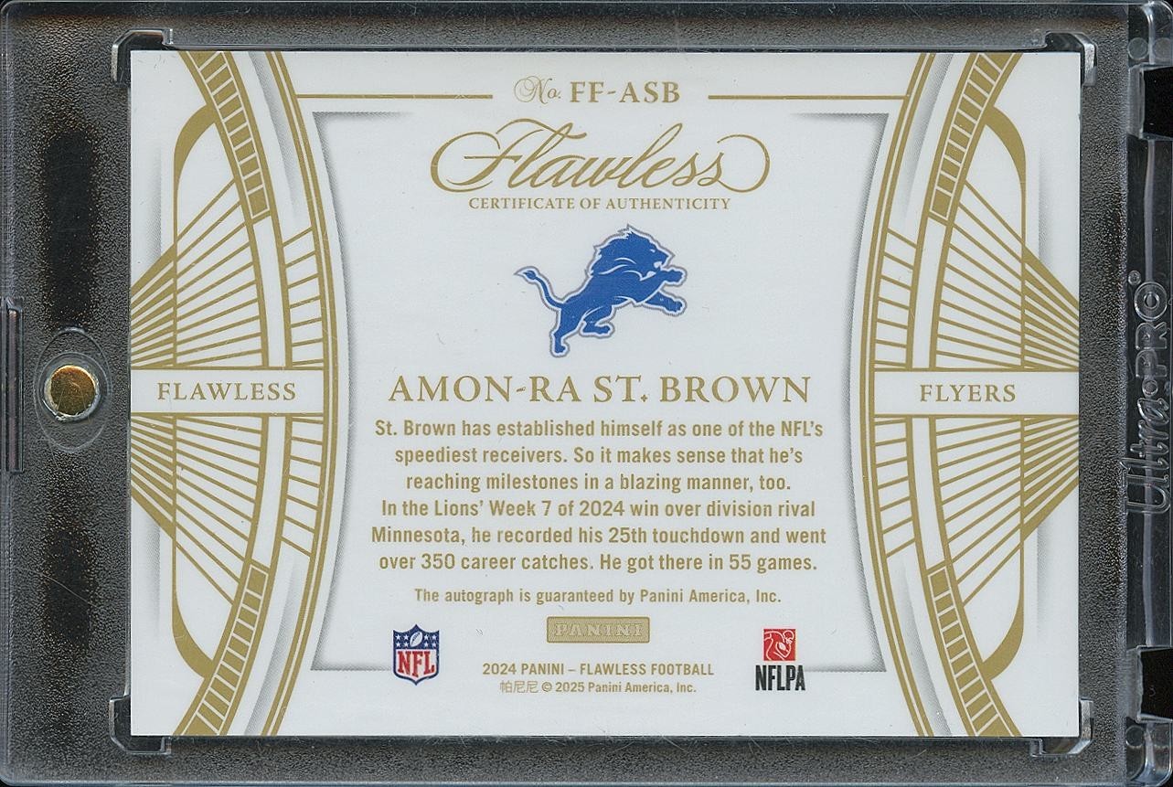 Amon-Ra St. Brown 2024 Flawless Flyers On Card Auto Autograph Detroit Lions 7/10