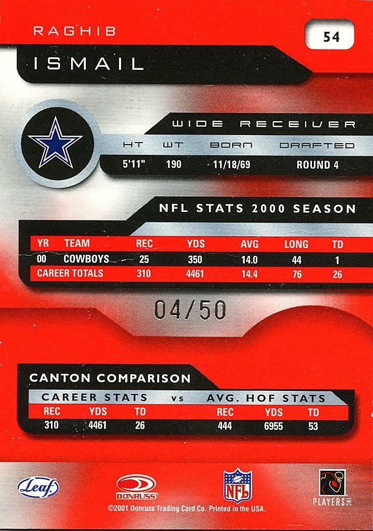 Raghib Ismail 2001 Quantum Leaf Infinity RED Dallas Cowboys 4/50 #54