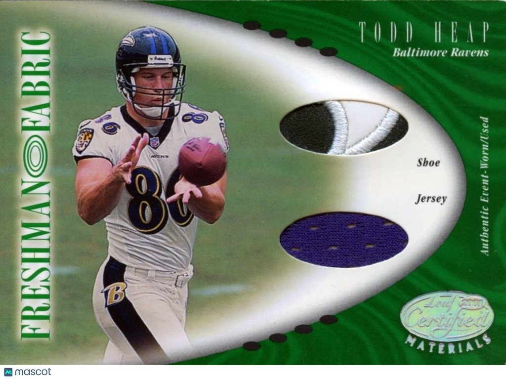 Todd Heap 2001 Leaf Certified Nike Swoosh Cleat Patch RC Baltimore Ravens /400