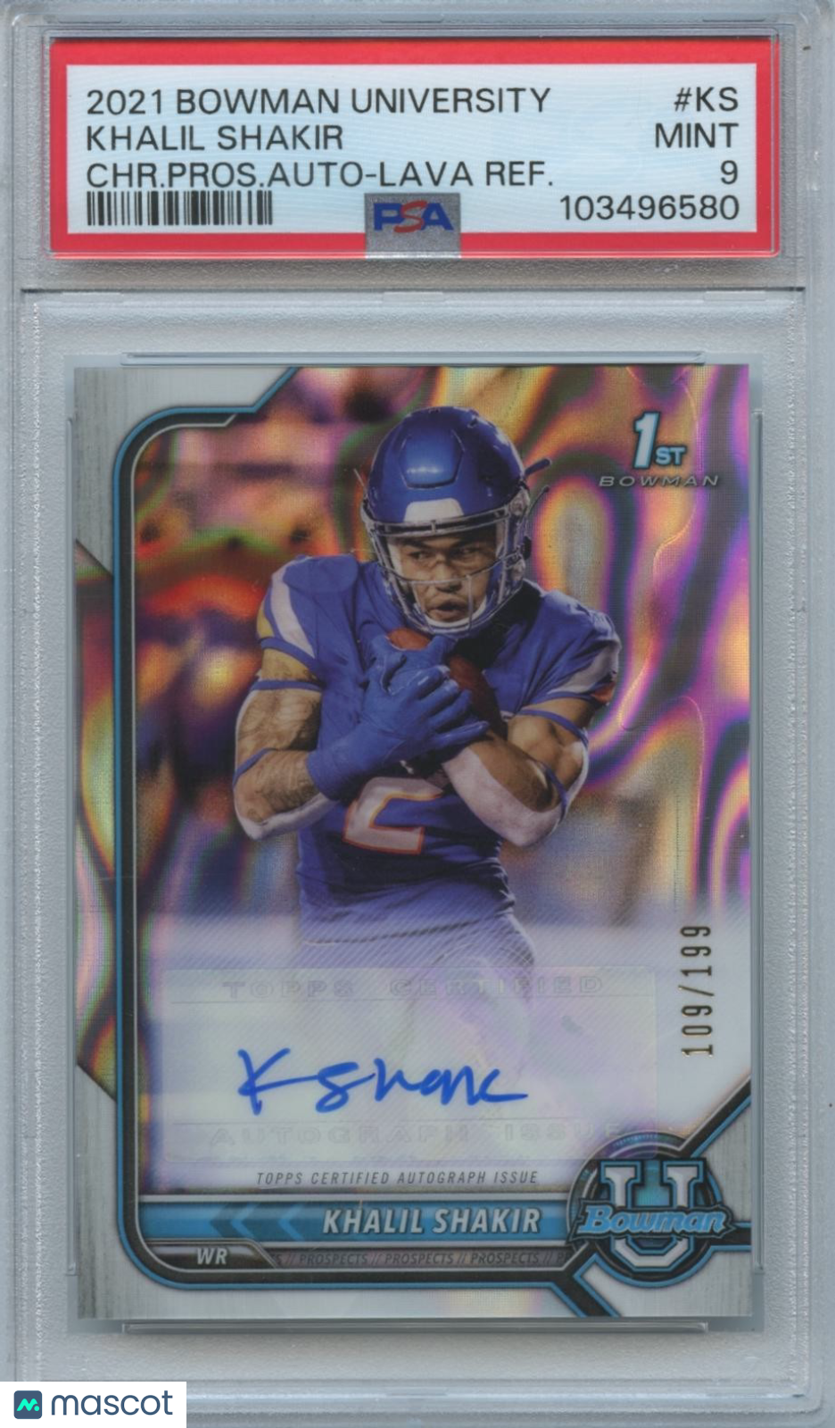 Khalil Shakir 2021 Bowman Chrome Auto Autograph RC Buffalo Bills 109/199 PSA 9