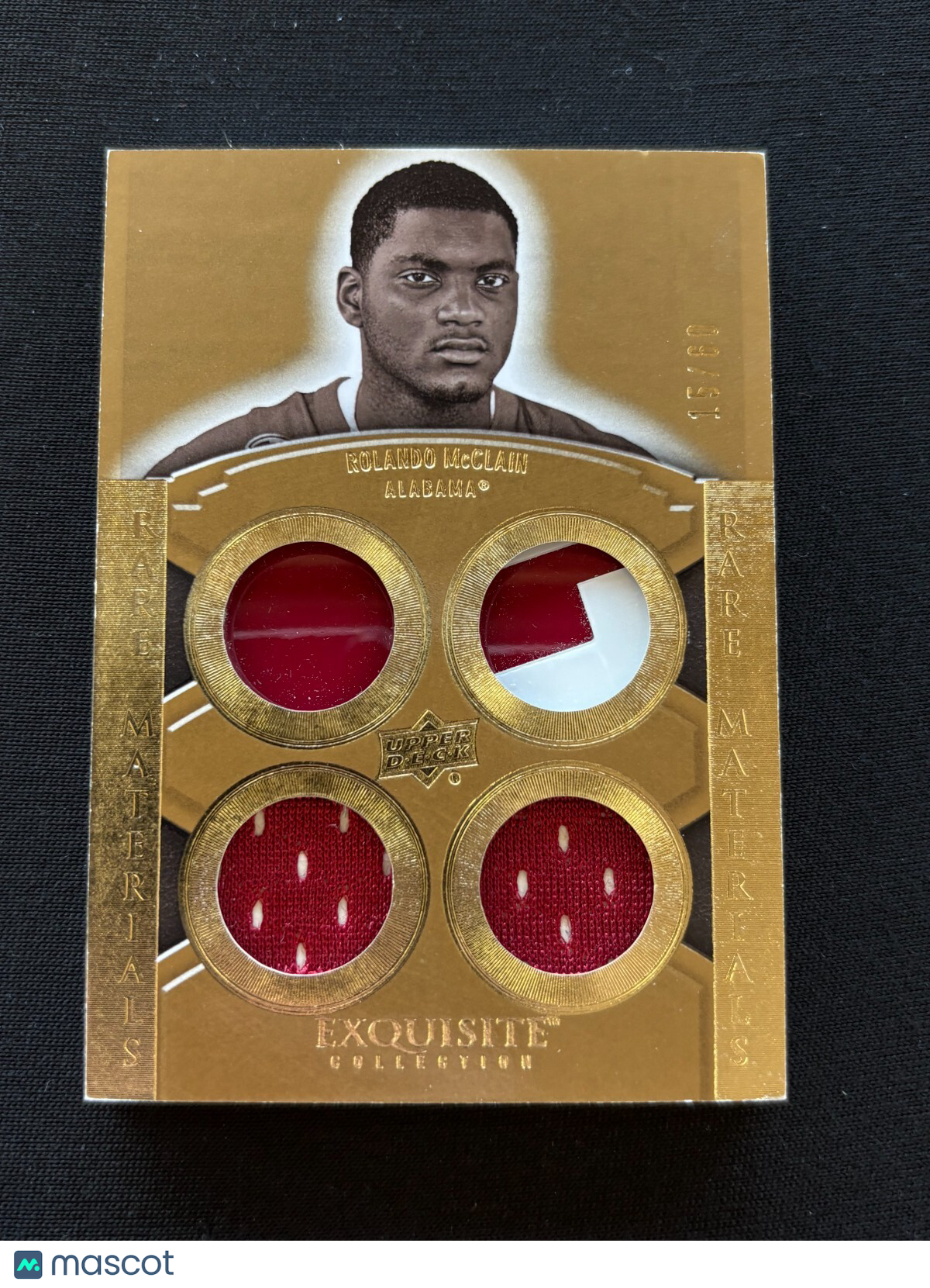 Ronaldo Mcclain 2010 Upper Deck Exquisite Rare Helmet Patch Alabama 15/60