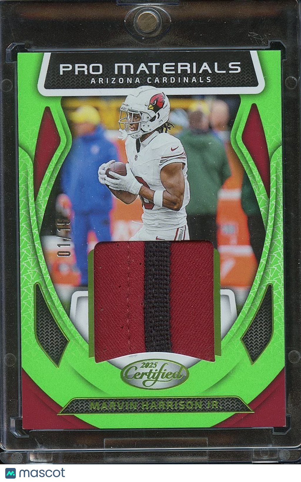 Marvin Harrison Jr. 2025 Certified Lime Green Patch Arizona Cardinals 1/15