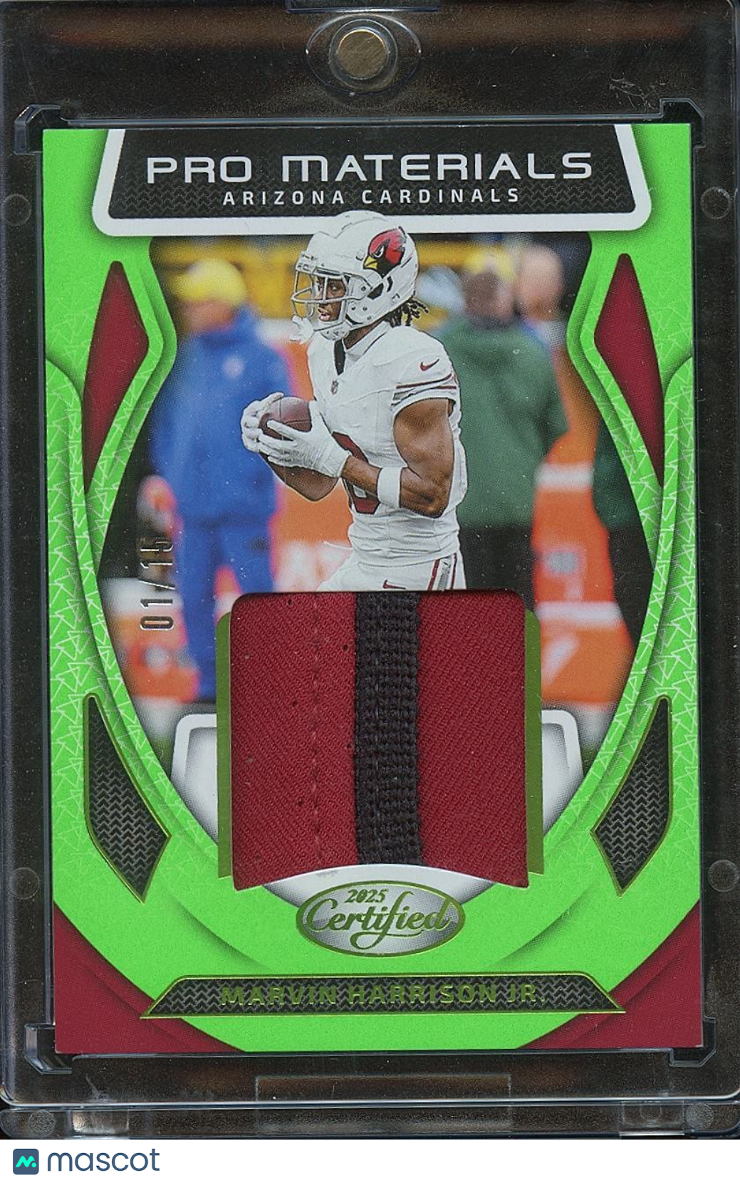 Marvin Harrison Jr. 2025 Certified Lime Green Patch Arizona Cardinals 1/15