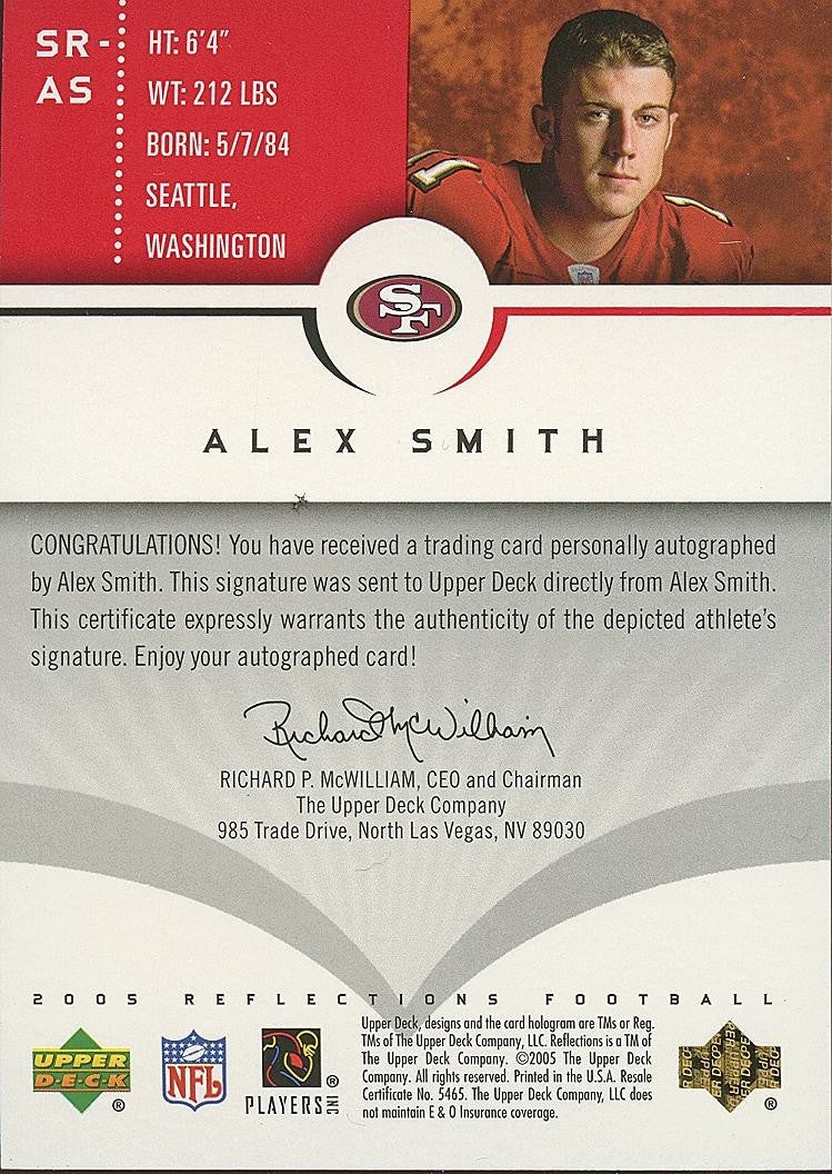 Alex Smith 2004 Reflections Auto Autograph RC Rookie San Francisco 49ers Chiefs