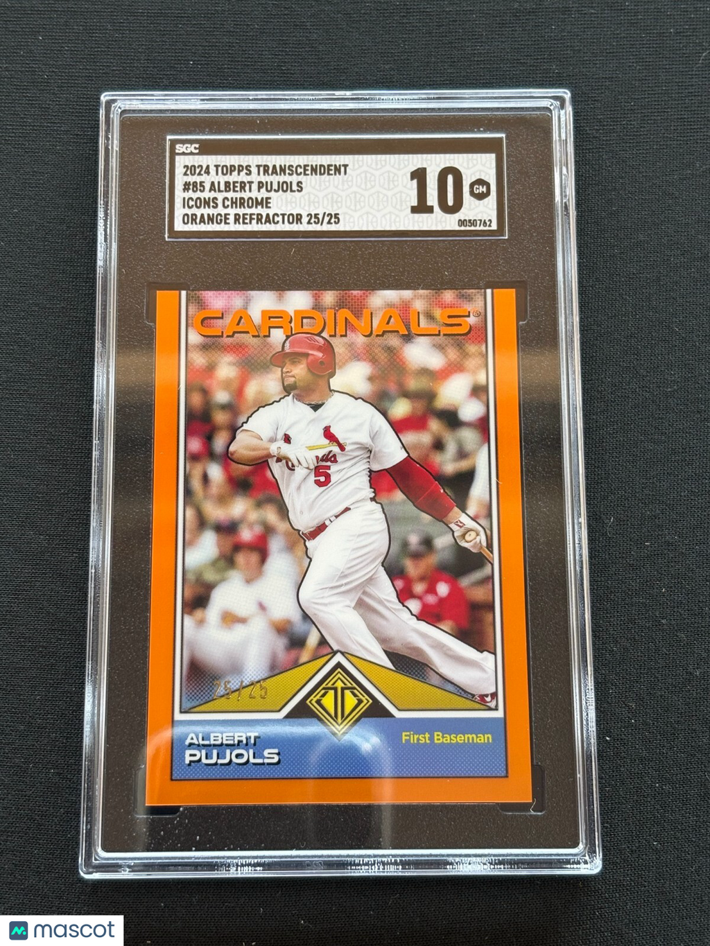 Albert Pujols 2024 Topps Transcendent Orange Refractor Cardinals 25/25 SGC 10