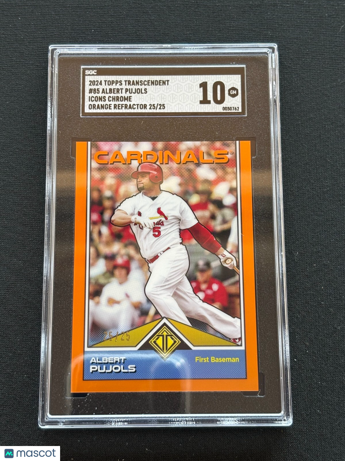 Albert Pujols 2024 Topps Transcendent Orange Refractor Cardinals 25/25 SGC 10