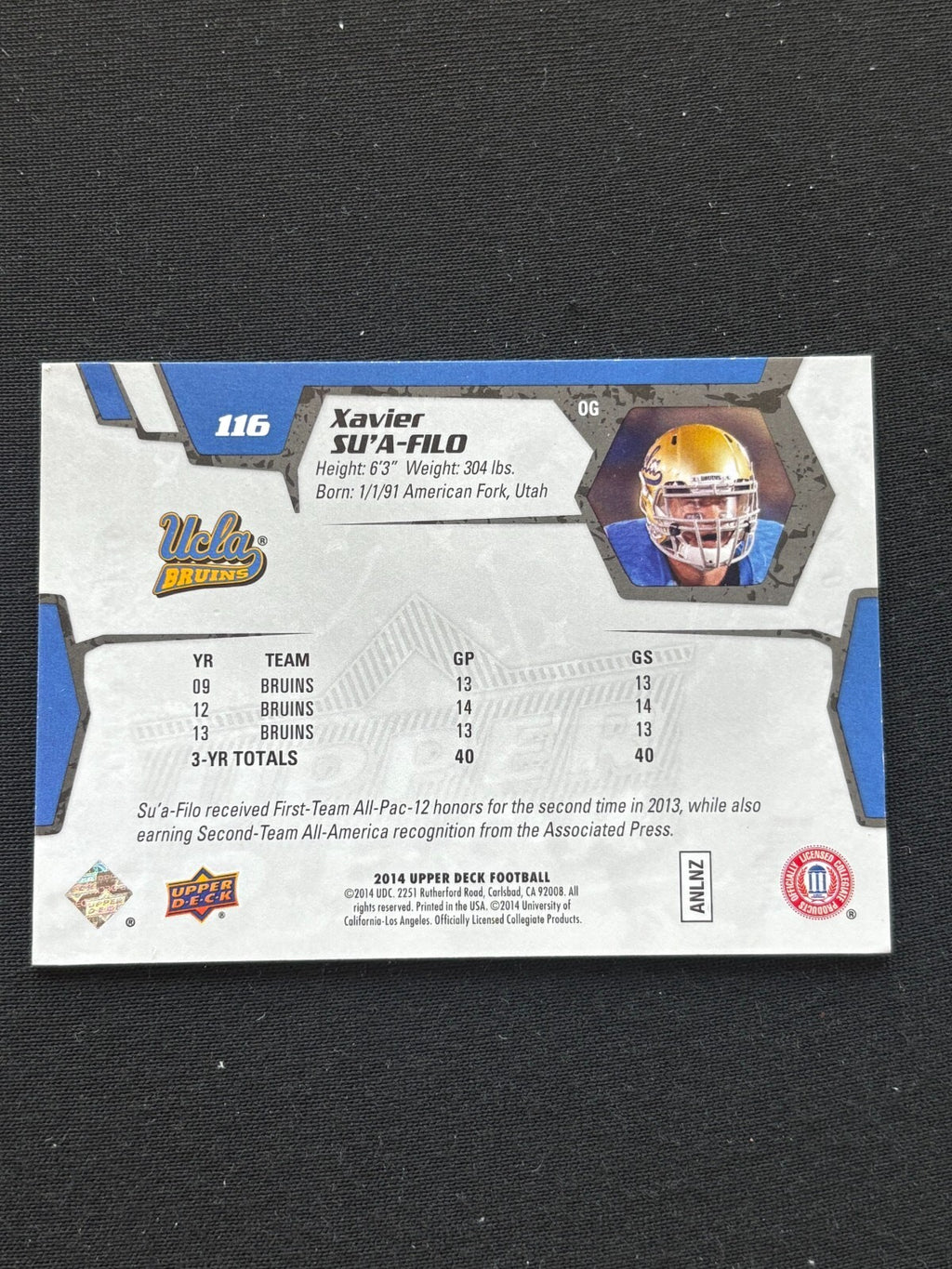 Xavier Su'A-Filo 2014 Upper Deck Star Rookie RC Black & White SSP UCLA 4/10