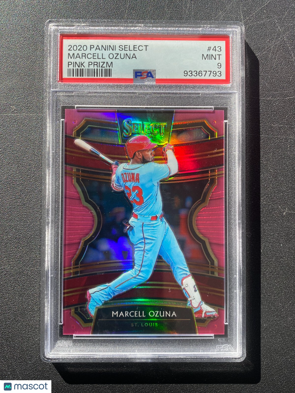 Marcell Ozuna 2020 Select Pink Prizm SSP St. Louis Cardinals Braves PSA 9 8/10
