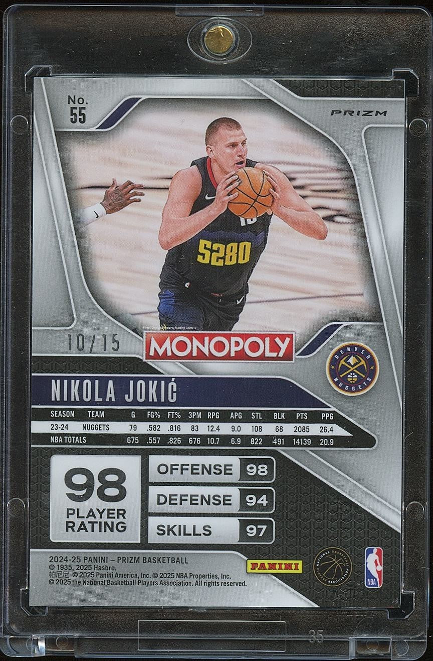 Nikola Jokic 2024-25 Prizm Monopoly Light Blue Prizm SSP Denver Nuggets 10/15