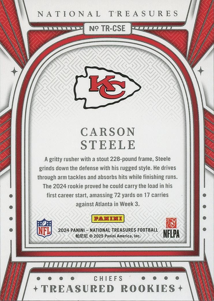 Carson Steele 2024 National Treasures HOLO Rookie RC Kansas City Chiefs 25/25