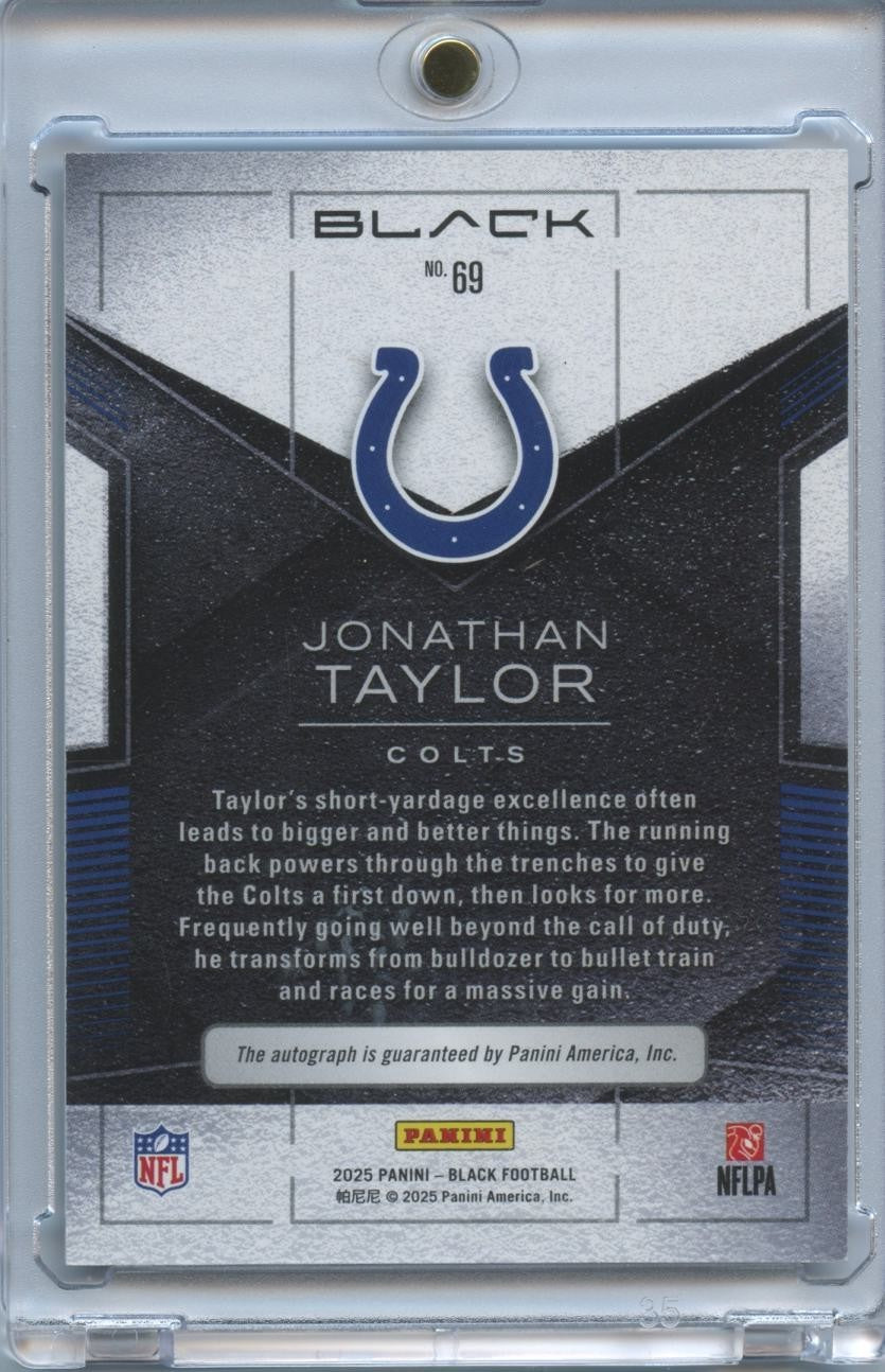 Jonathan Taylor 2025 Panini Black Blue Auto Autograph Indianapolis Colts 9/50