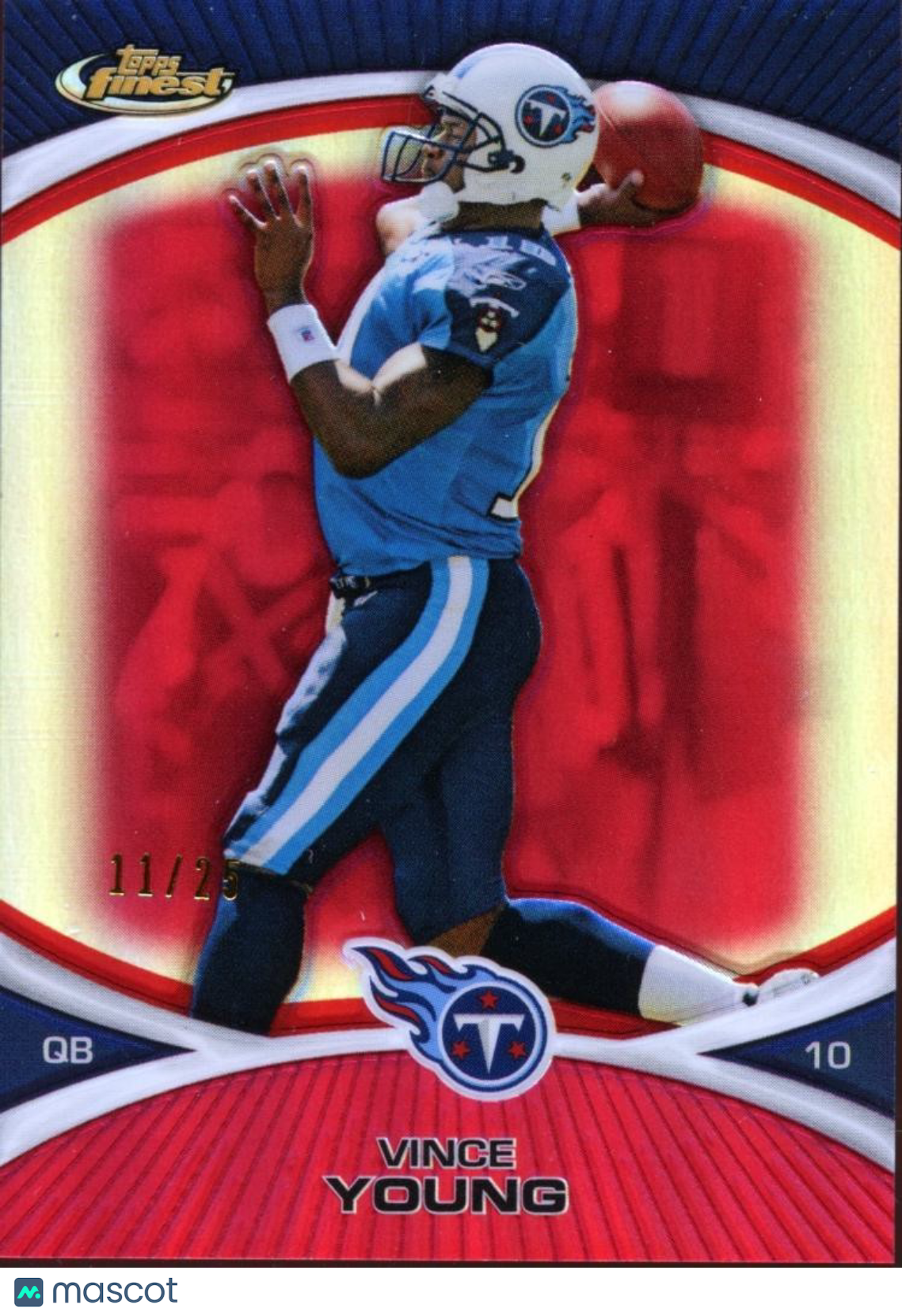 Vince Young 2010 Topps Finest RED Refractor Tennessee Titans Longhorns 11/25 #89