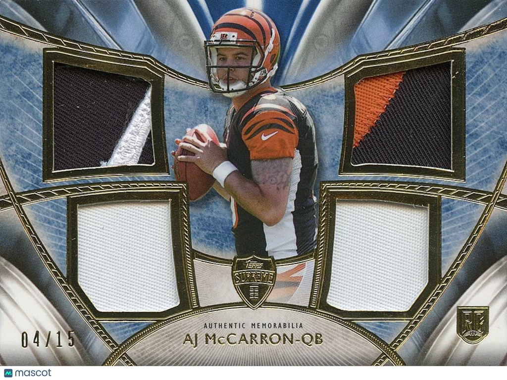 AJ Mccarron 2014 Topps Supreme Nike Swoosh Patch RC SSP Cincinnati Bengals 4/15