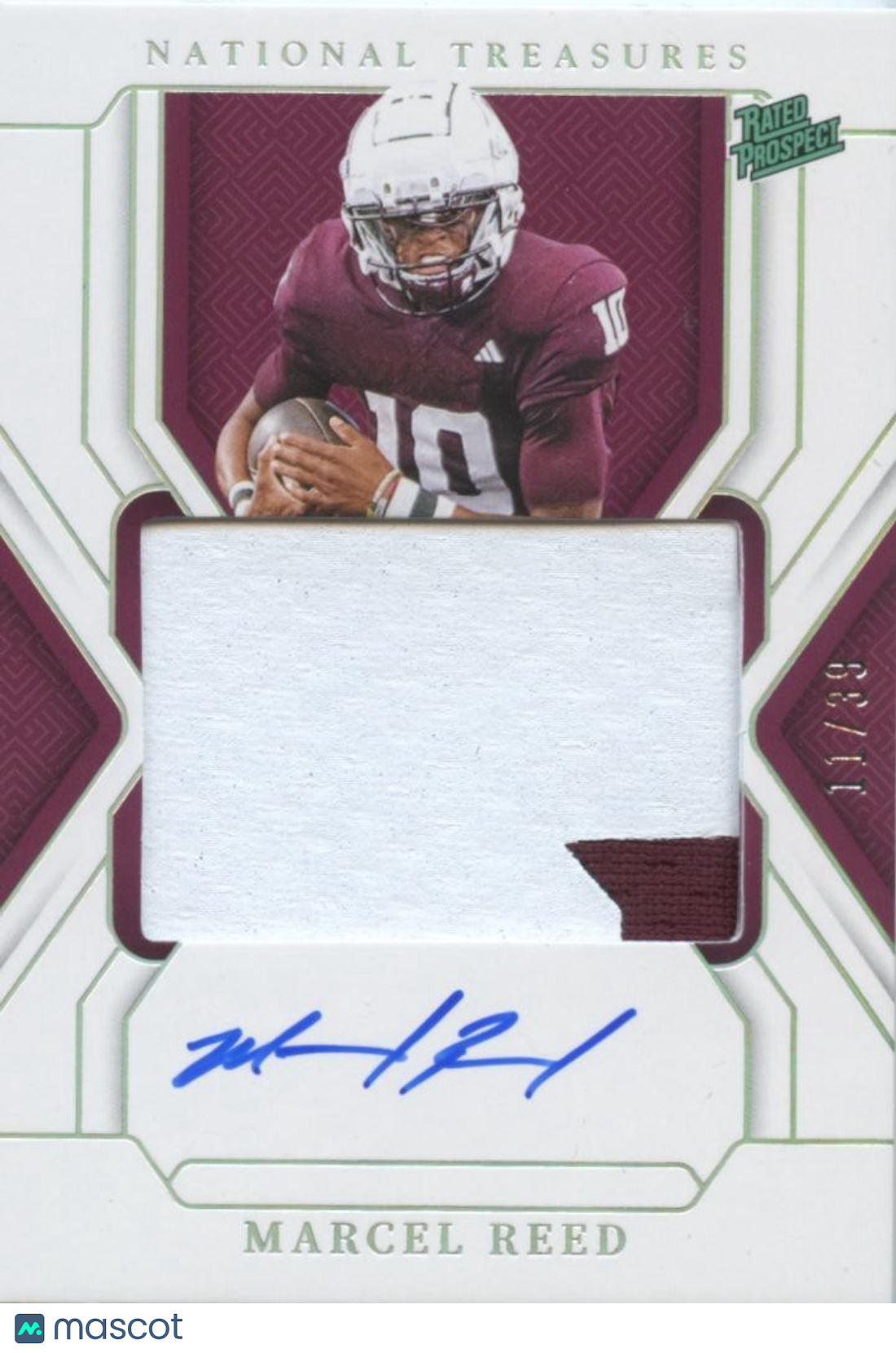 Marcel Reed 2025 National Treasures Auto Autograph Patch Rook RC Texas A&M 11/39