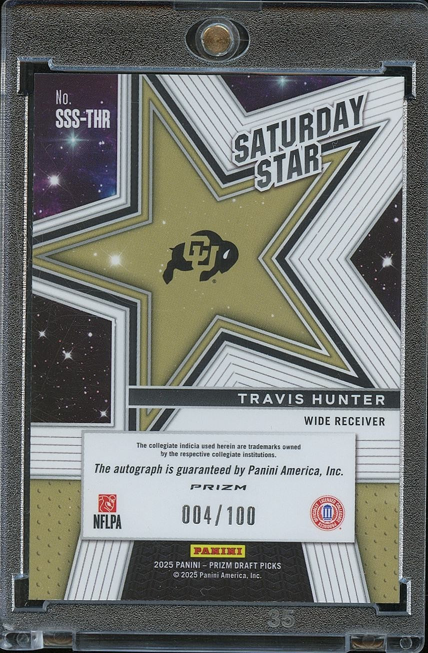 Travis Hunter 2025 Prizm Draft Red Auto Autograph RC Colorado Jaguars 4/100