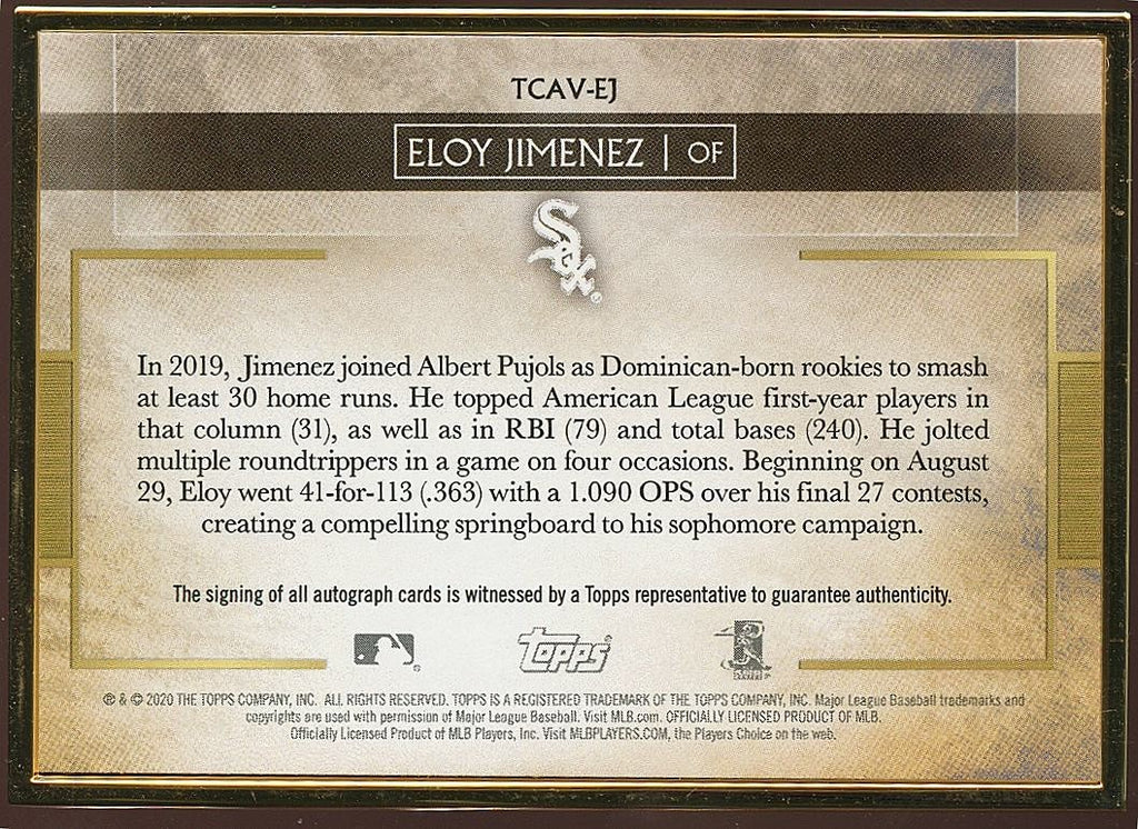 Eloy Jimenez 2020 Topps Transcendent Auto Autograph Chicago White Sox 20/25