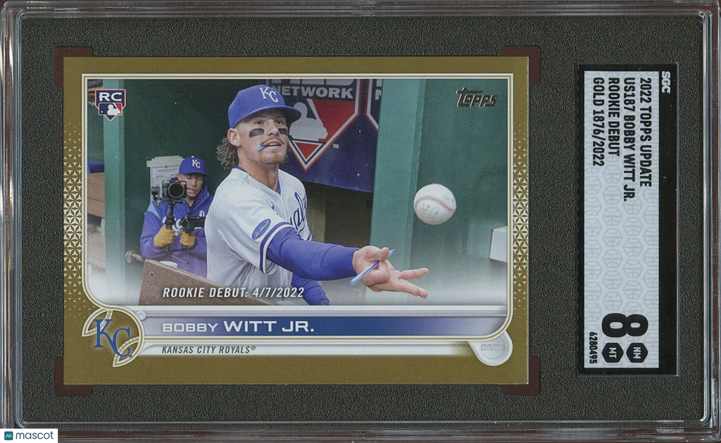 Bobby Witt Jr. 2022 Topps GOLD Rookie Debut RC KC Royals 1876/2022 SGC 8