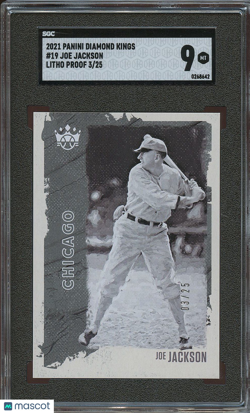Joe Jackson 2021 Diamond Kings Litho Proof SSP Chicago White Sox 3/25 #19 SGC 9