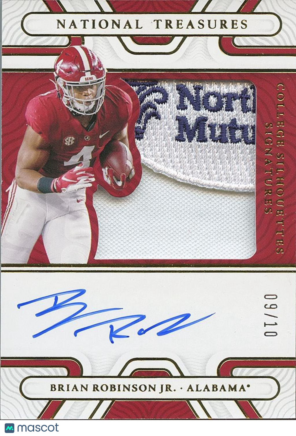 Brian Robinson Jr 2022 National Treasures Auto Autograph LOGO Patch Alabama 9/10