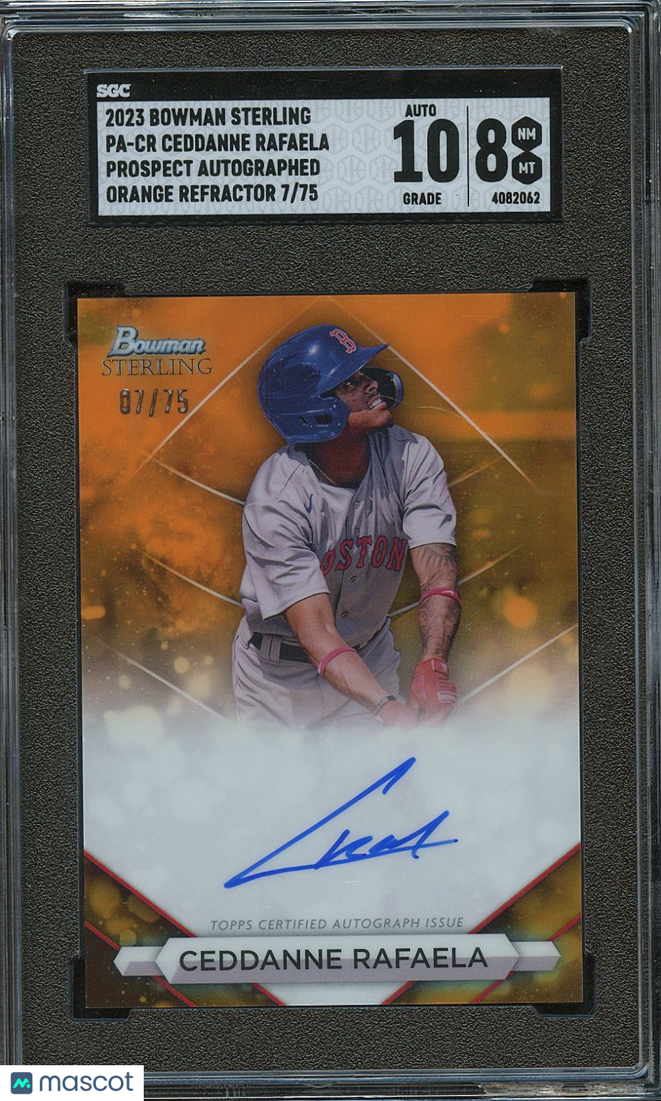 Ceddanne Rafaela 2023 Bowman Sterling Auto Autograph Red Sox 7/75 SGC 8