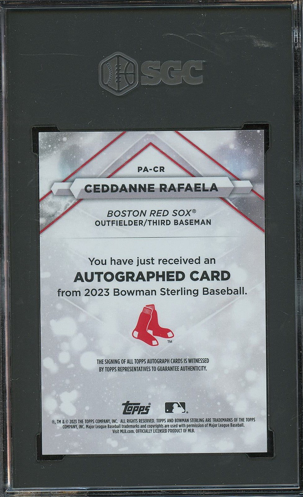 Ceddanne Rafaela 2023 Bowman Sterling Auto Autograph Red Sox 7/75 SGC 8