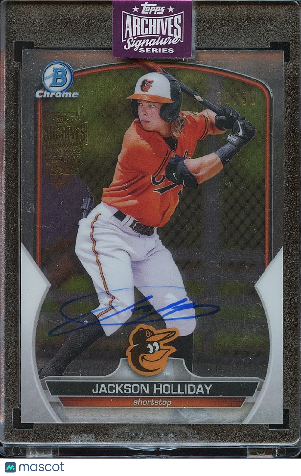 Jackson Holliday 2025 Archives Bowman Chrome Auto Autograph RC Orioles 20/50
