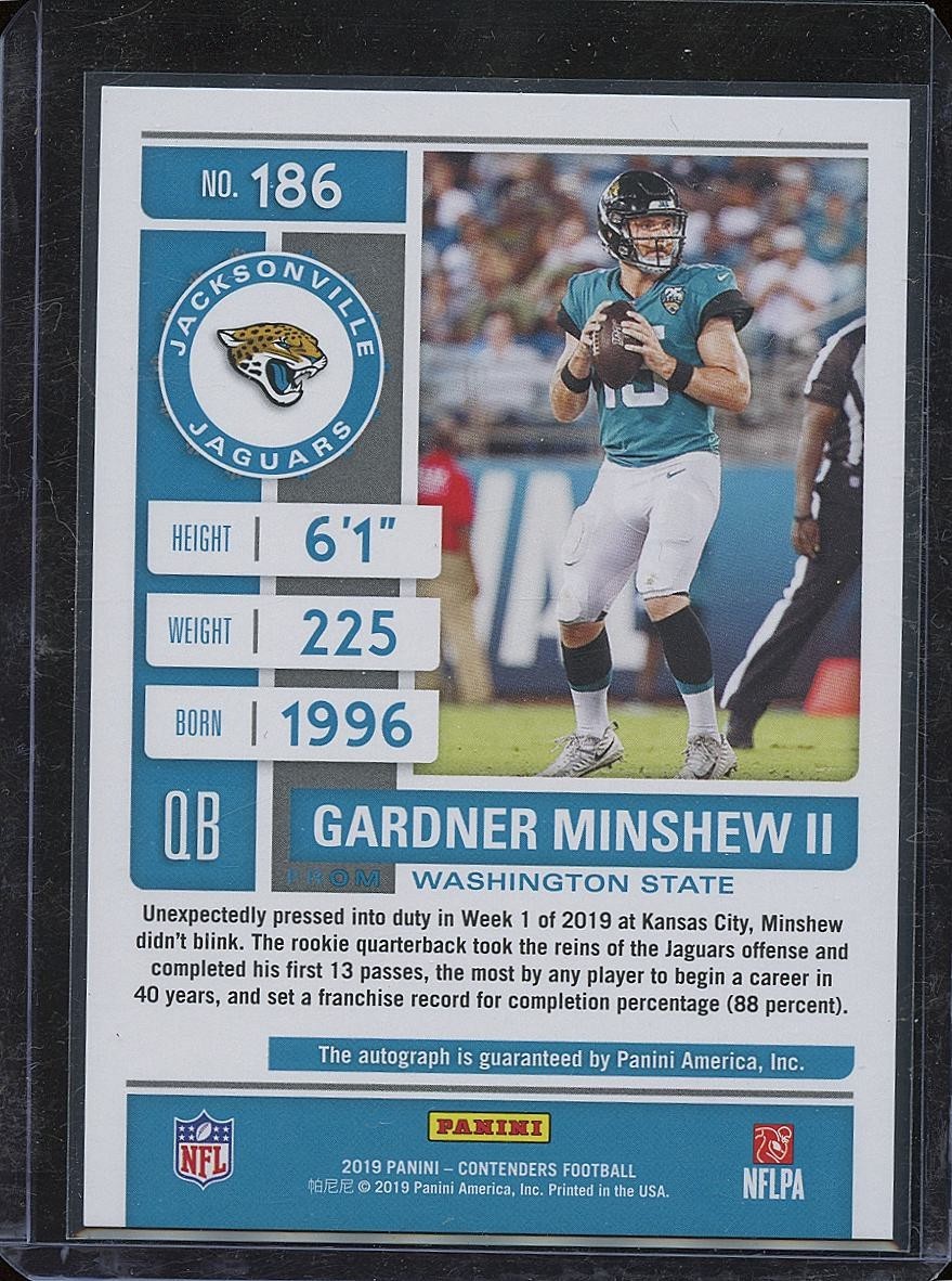 Gardner Minshew II 2019 Contenders Auto Autograph RC Jacksonville Jaguars #186