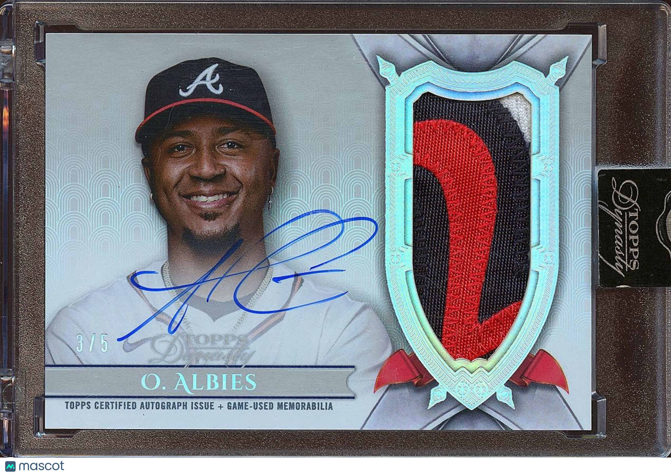 Ozzie Albies 2024 Topps Dynasty Auto Autograph Game Worn Patch Braves 3/5