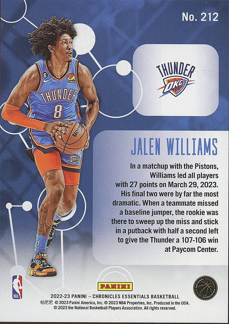 Jalen Williams 2022-23 Essentials Red Rookie RC Oklahoma City Thunder 15/48