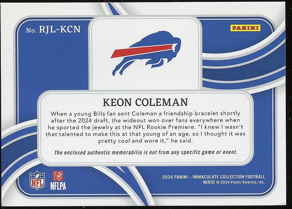 Keon Coleman 2024 Immaulate Helmets RC Rookie Buffalo Bills 7/10