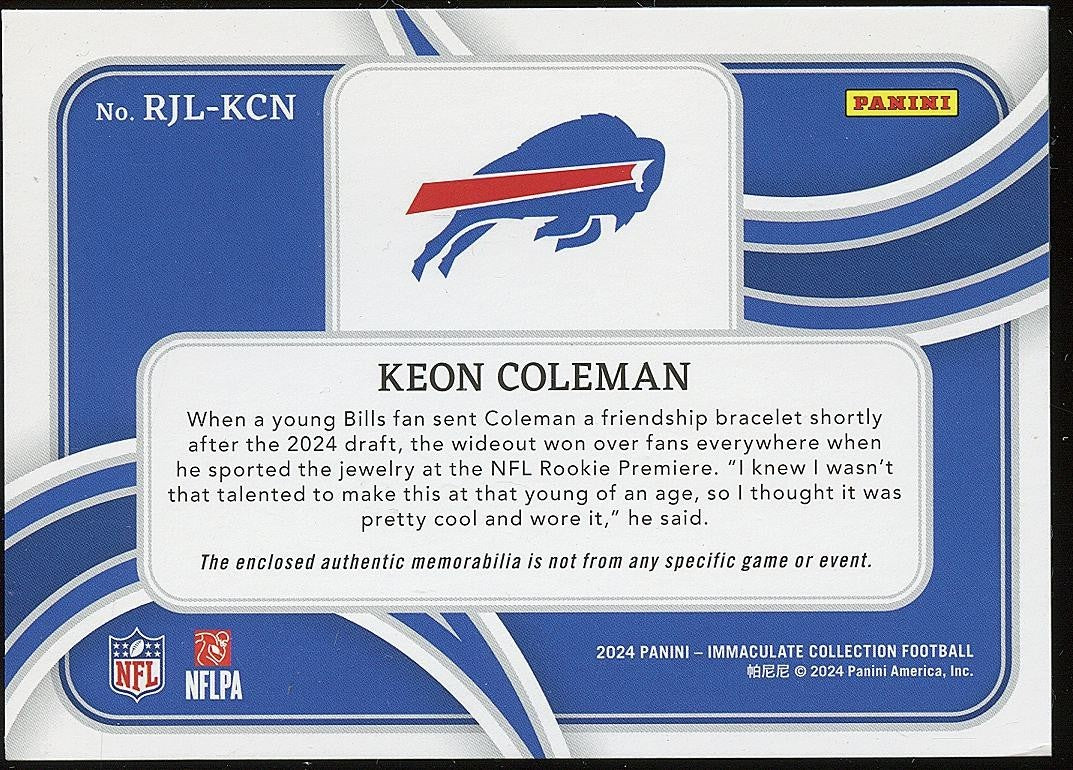 Keon Coleman 2024 Immaulate Helmets RC Rookie Buffalo Bills 7/10