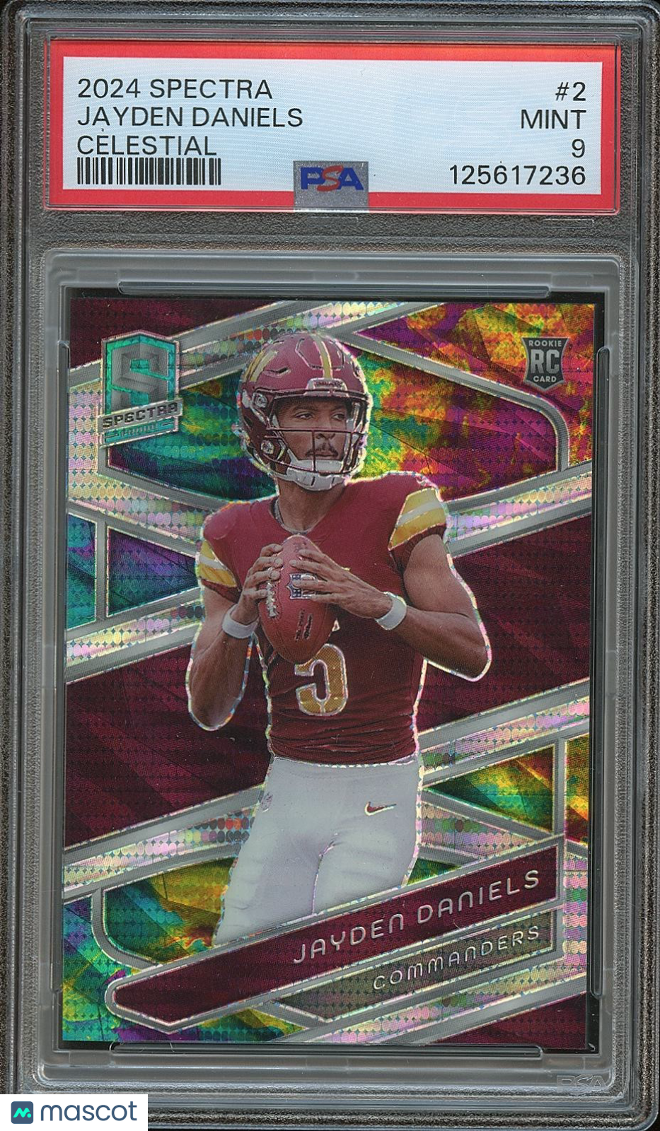 Jayden Daniels 2024 Spectra Celestial Prizm Rookie RC Commanders 90/99 PSA 9