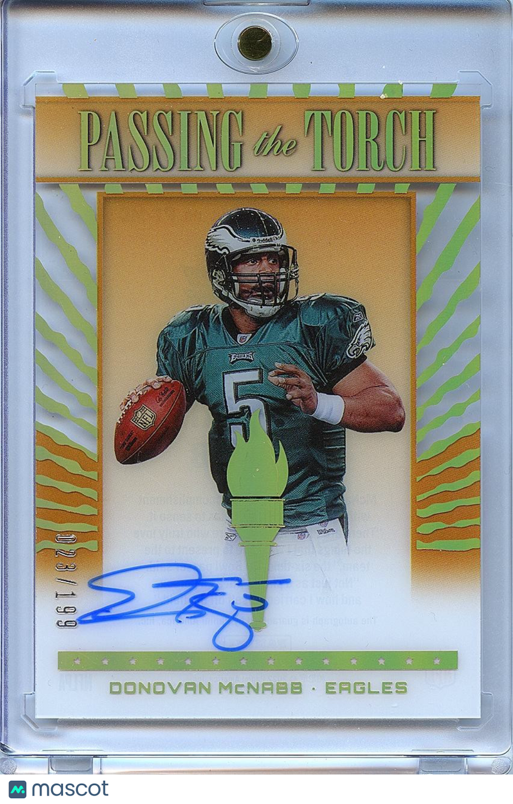 Donovan Mcnabb 2022 Clearly Donruss Passing The Torch Auto AUtograph Eagles /199