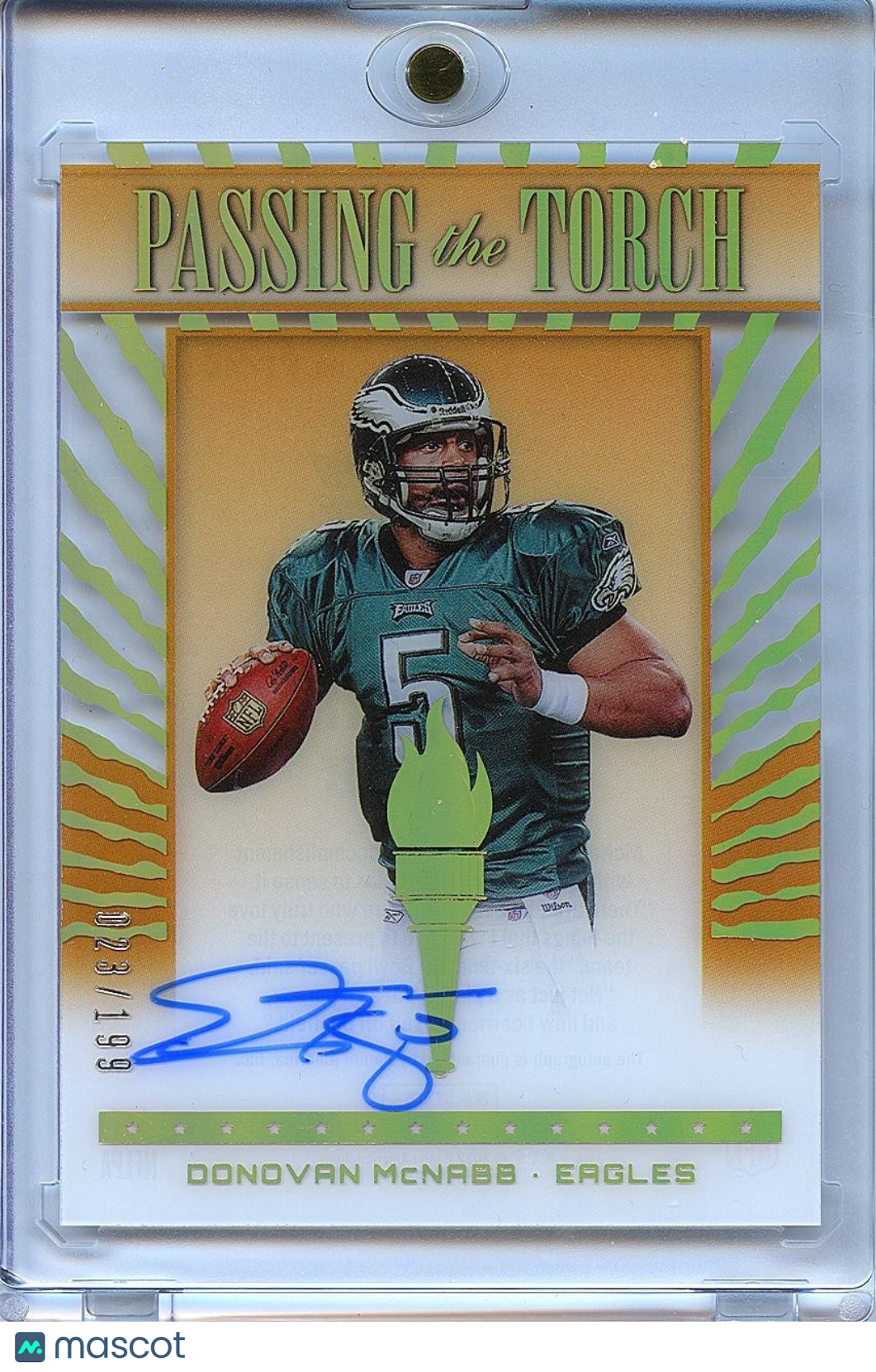 Donovan Mcnabb 2022 Clearly Donruss Passing The Torch Auto AUtograph Eagles /199