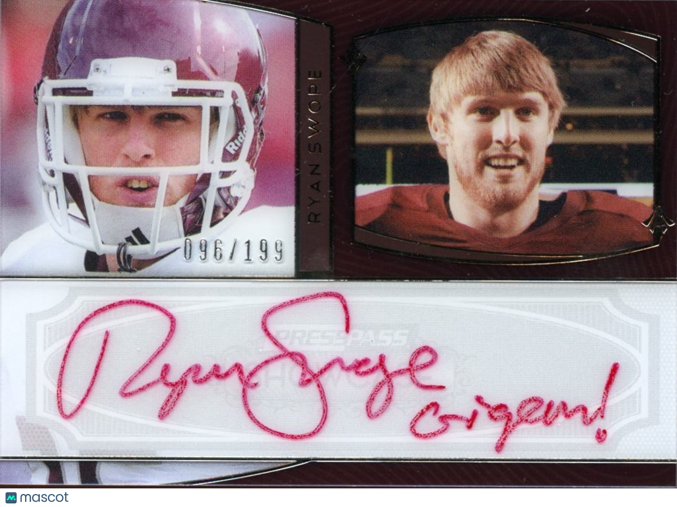 Ryan Swope 2013 Press Pass Red Ink INSCRIPTION Auto Autograph SSP Texas A&M /199