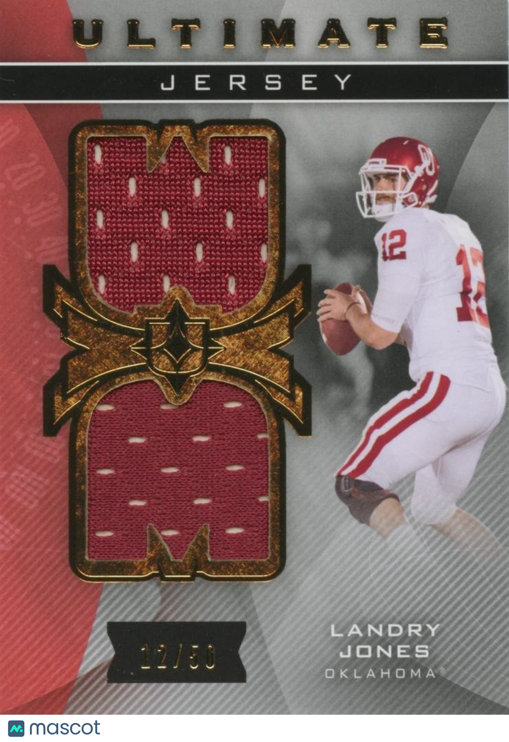 Landry Jones 2013 Ultimate Jersey Patch JERSEY NUMBER RC OU Sooners 12/50