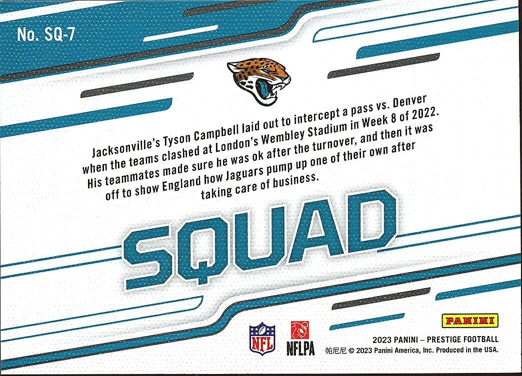 Jacksonville Jaguars 2023 Prestige SQUAD SSP CASE HIT Team Card #SQ7